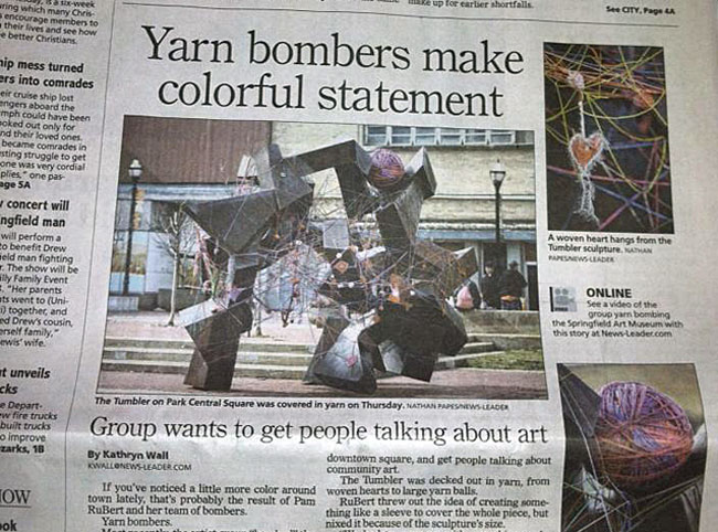 Yarn bombers make colorful statement in the NewsLeader
