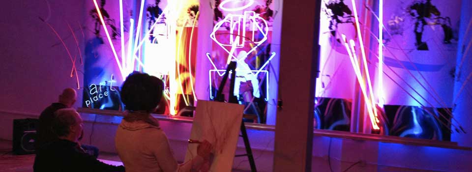 Harmonic Wall activated by sonic paintbrush, motion sensors, and microphone