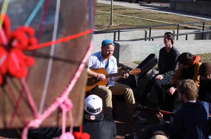 Tumbler on the Square yarn bomb music video