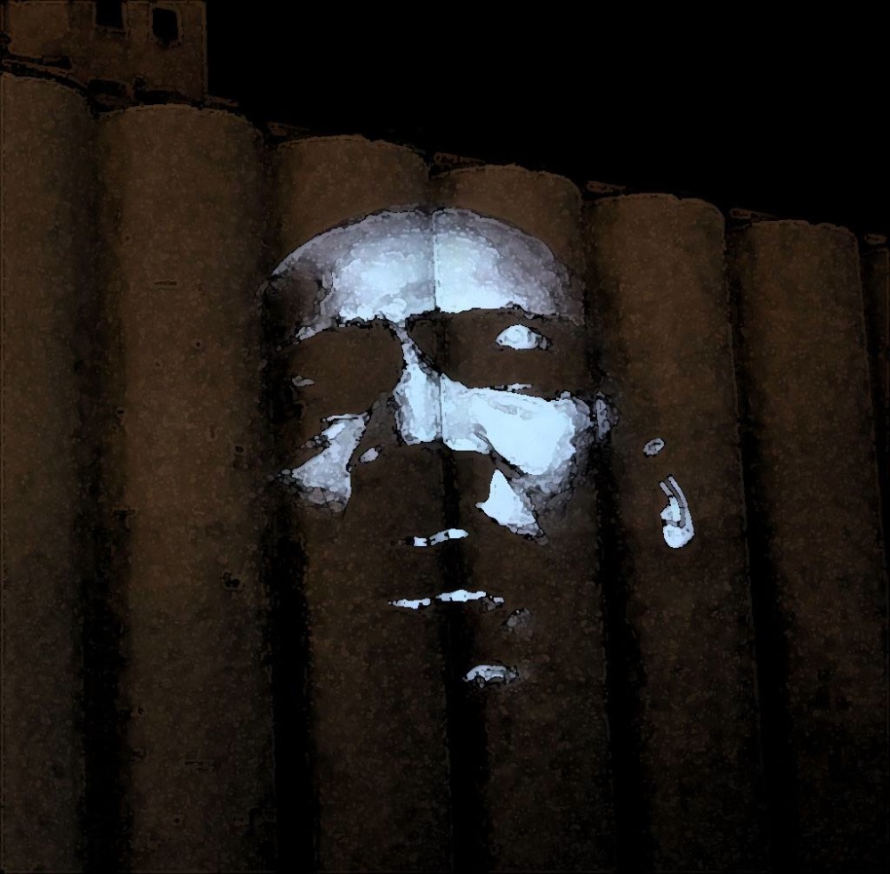 MLK projections on silo, MLK projections on silo